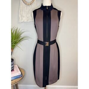 Tommy Hilfiger Sleeveless Zip Front Belted Scuba Dress sz 6